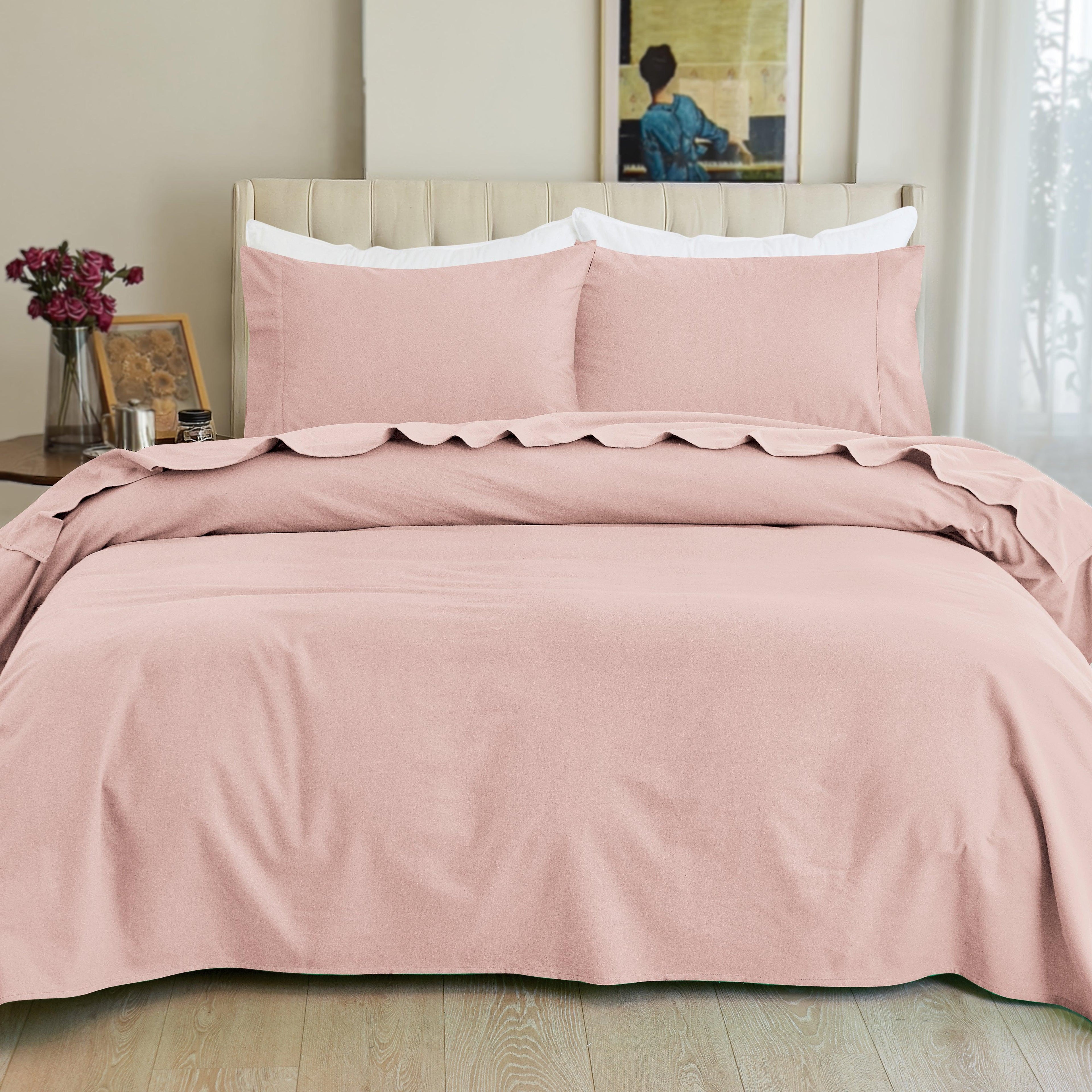 4-Piece Cotton Flannel Sheet Set - 100% Turkish Cotton