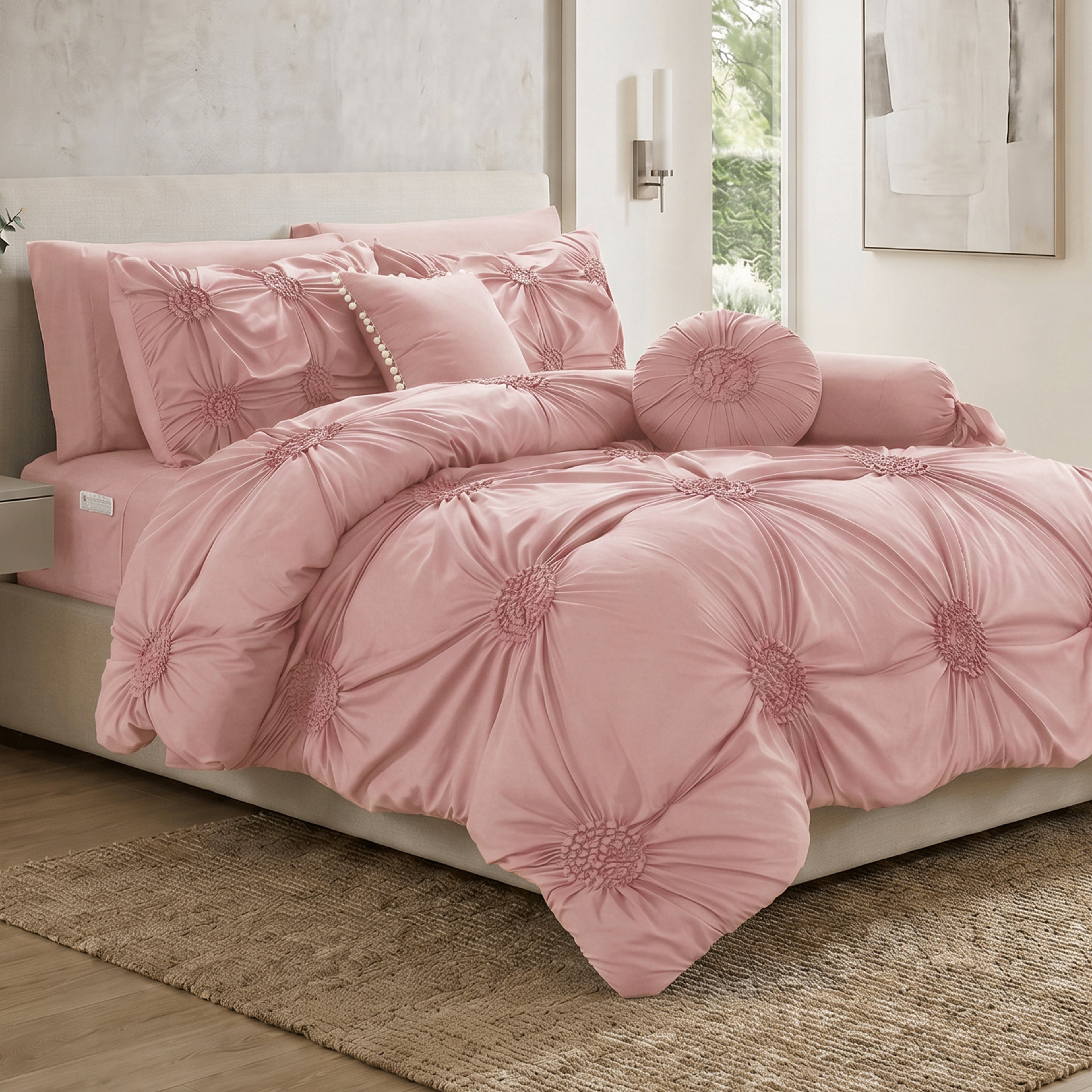 10-Piece Sunflower Comforter Set - Includes 4-Piece Sheet Set with Double Sided Storage Pockets