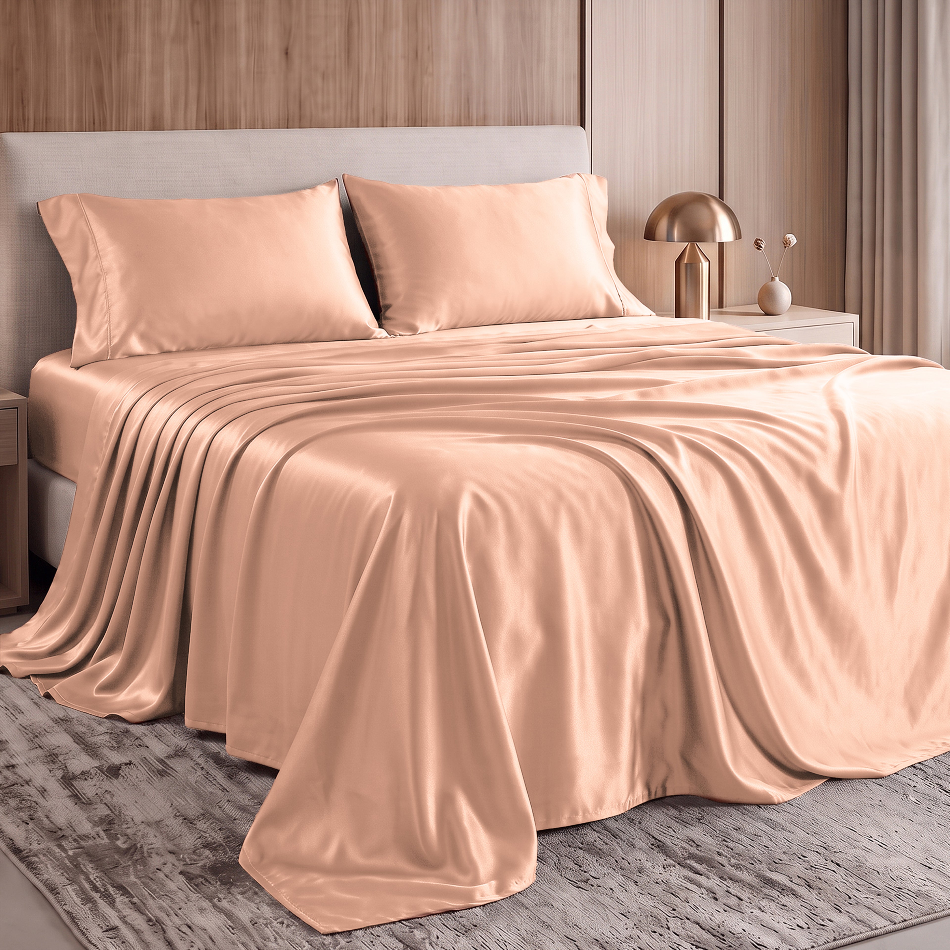 Fine 4-Piece Silky Satin Sheet Set, Bright Shades