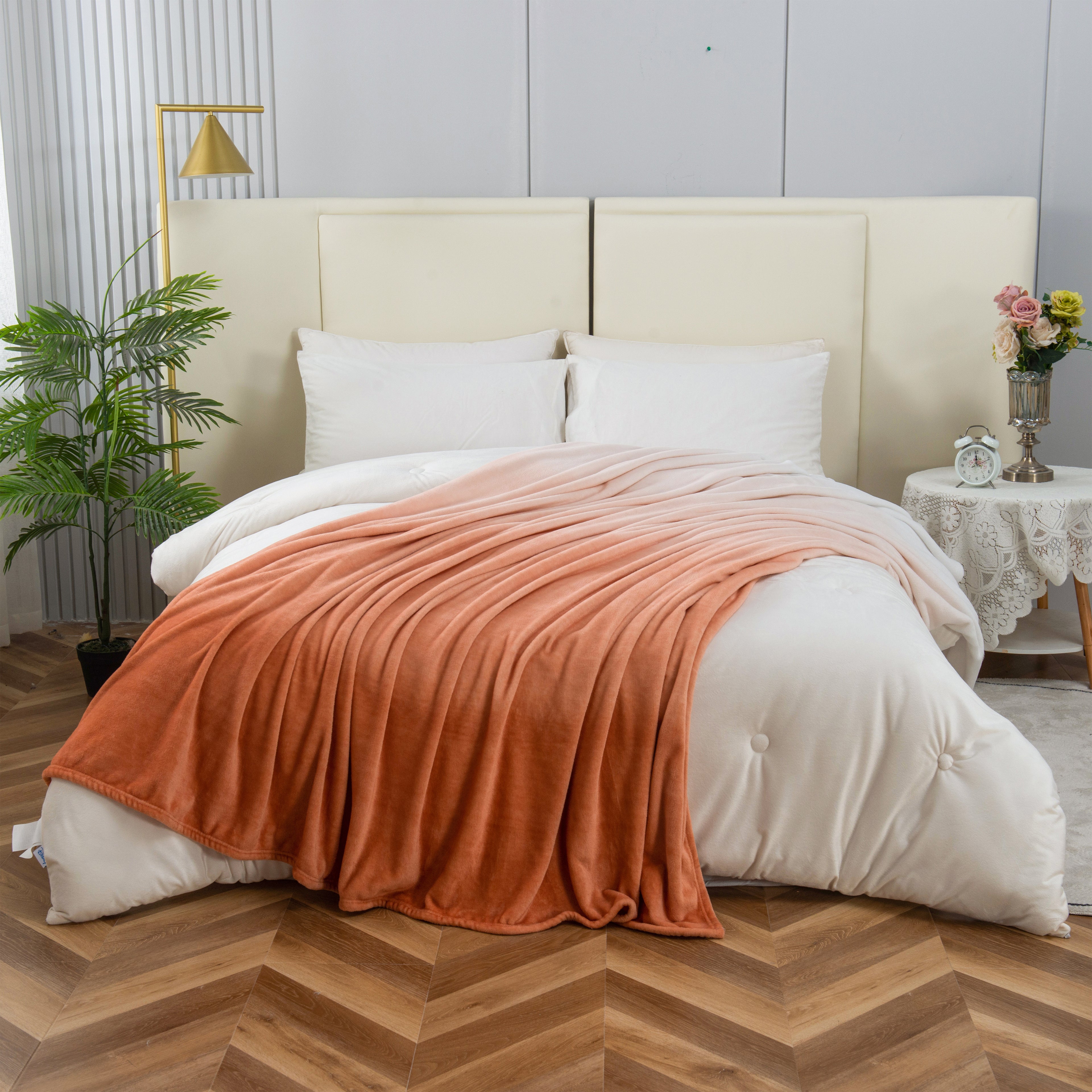 Ombre Printed Velour Fleece Blanket - Velvety Feel