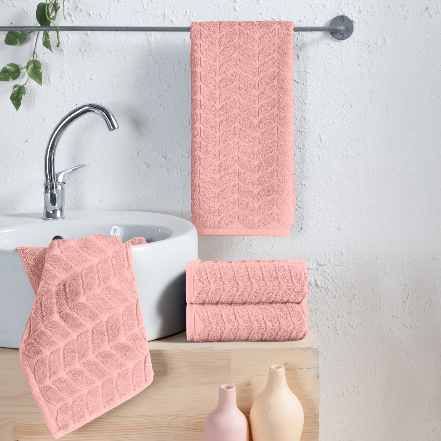 Elegant Comfort 4-Pack Premium Turkish Cotton Braided Hand Towel Set, 16 x 28 inch