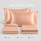 Fine 4-Piece Silky Satin Sheet Set, Bright Shades