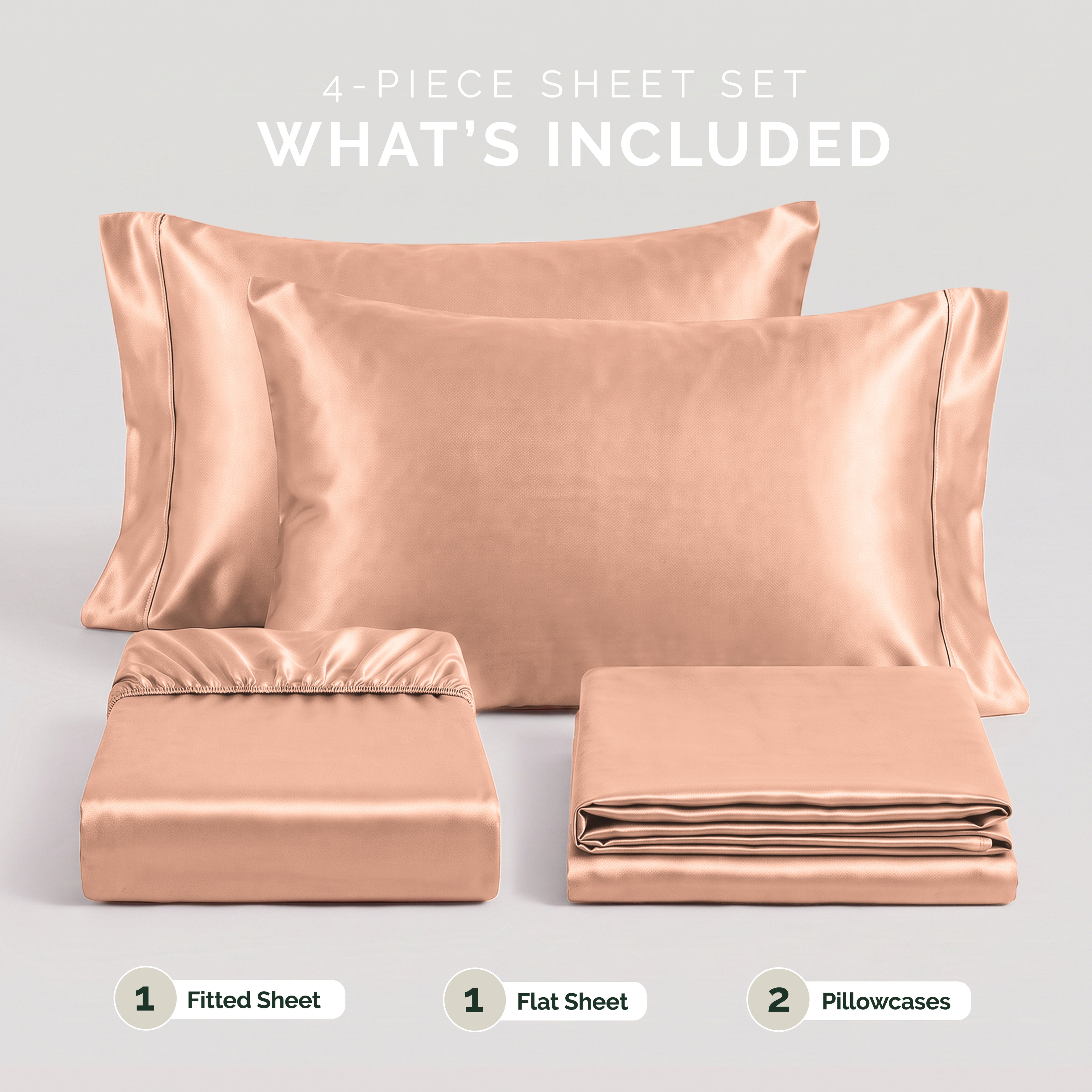 Fine 4-Piece Silky Satin Sheet Set, Bright Shades
