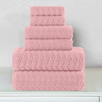 6-Piece Turkish Cotton Braided Towel Set, 2 Washcloths, 2 Hand Towels and 2 Bath Towels