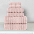 6-Piece Turkish Cotton Corduroy Towel Set, 2 Washcloths, 2 Hand Towels and 2 Bath Towels