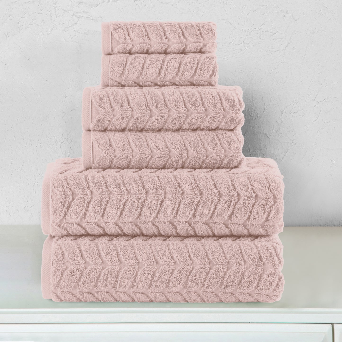 Elegant Comfort 6-Piece Turkish Cotton Braided Towel Set, 2 Washcloths, 2 Hand Towels and 2 Bath Towels