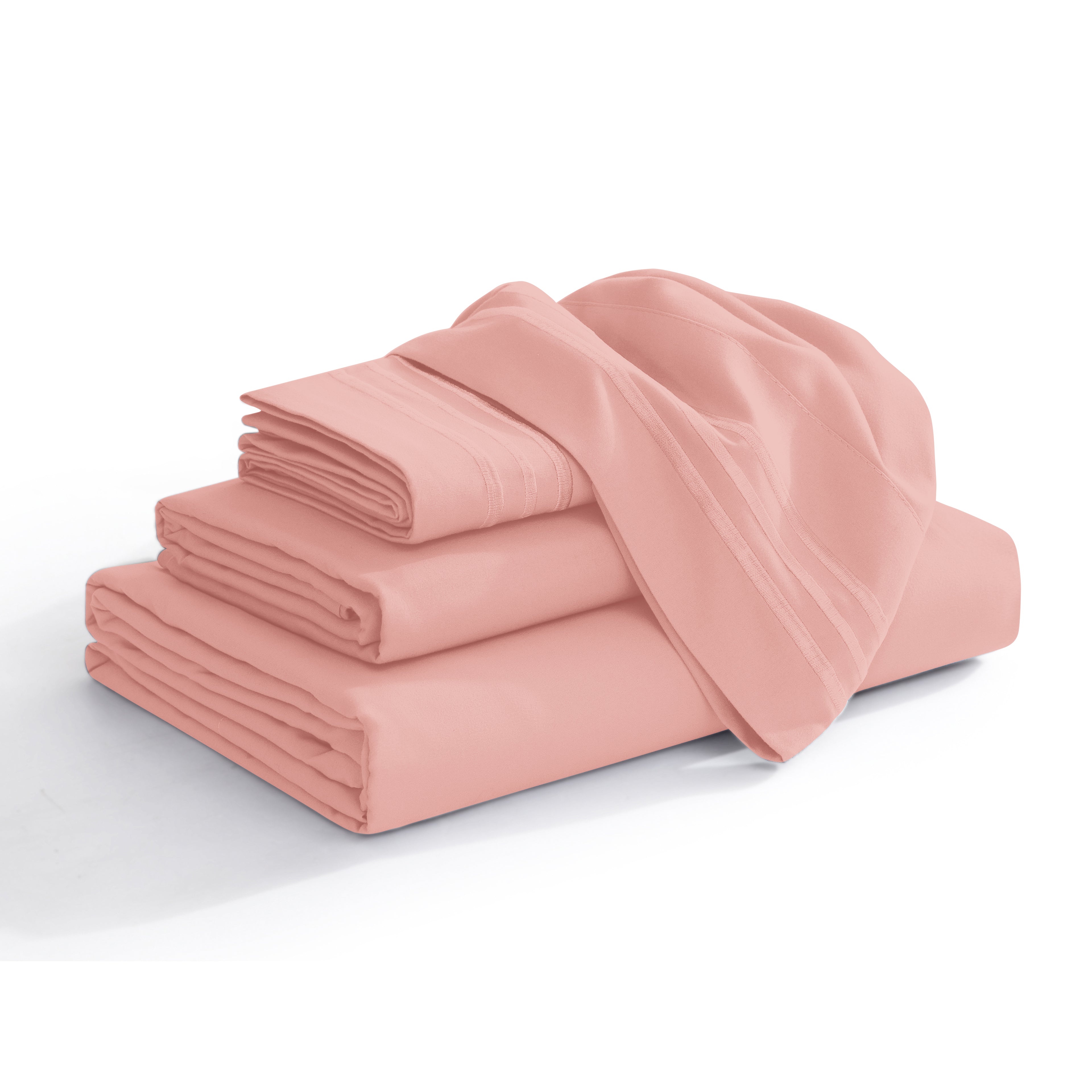 Extra deep 18-24 Inch Pocket 3 Line Embroidery, 4-Piece Sheet Set, Bright Shades