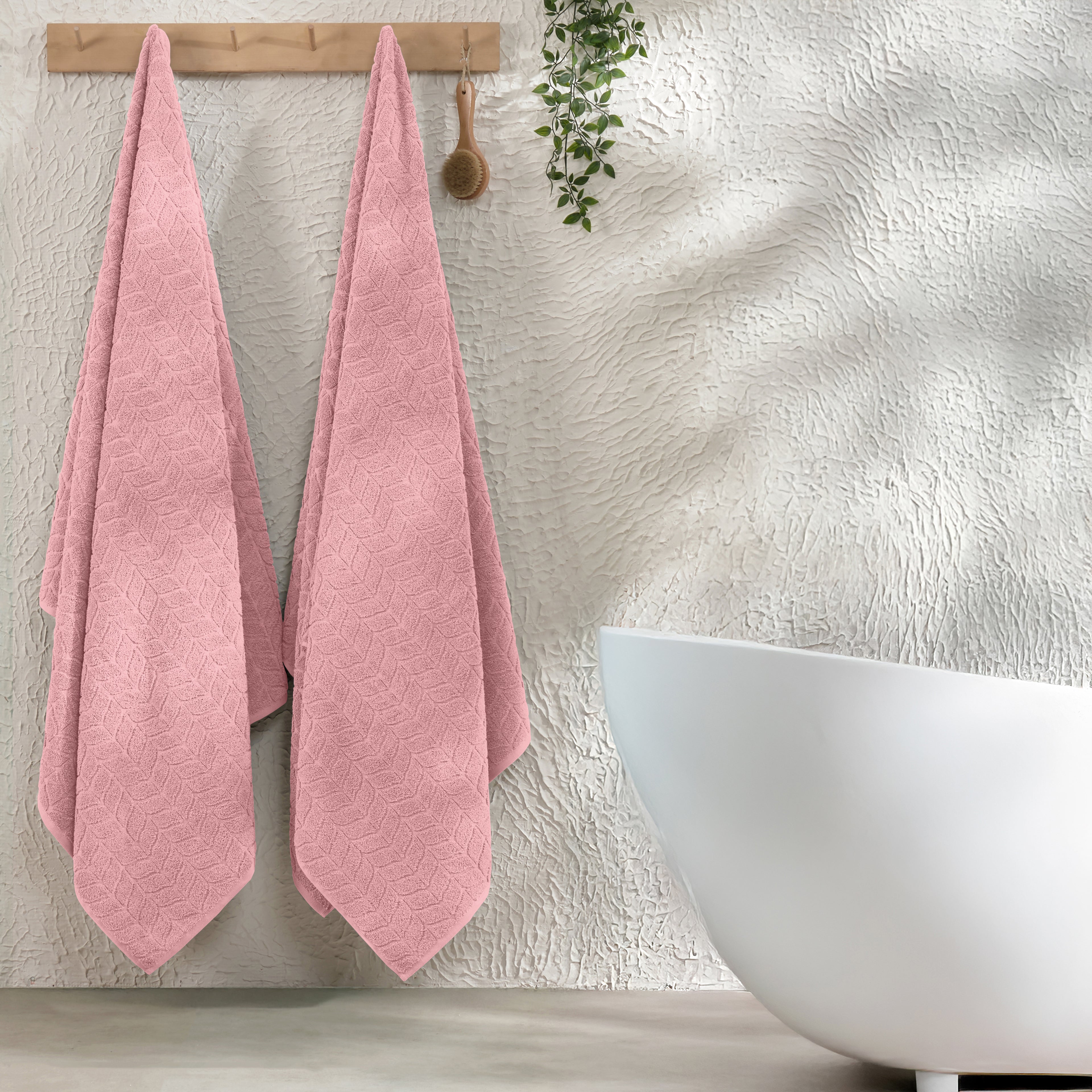 2-Pack Premium Turkish Cotton Braided Bath Towel Set, 27 x 54 inch