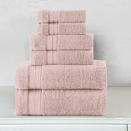 6-Piece Turkish Cotton Three Line Popcorn Towel Set, 2 Washcloths, 2 Hand Towels and 2 Bath Towels