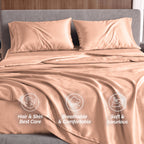 Fine 4-Piece Silky Satin Sheet Set, Bright Shades