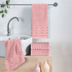 4-Pack Turkish Cotton 4 Lines Stripe Hand Towel Set, 16 x 28 inch