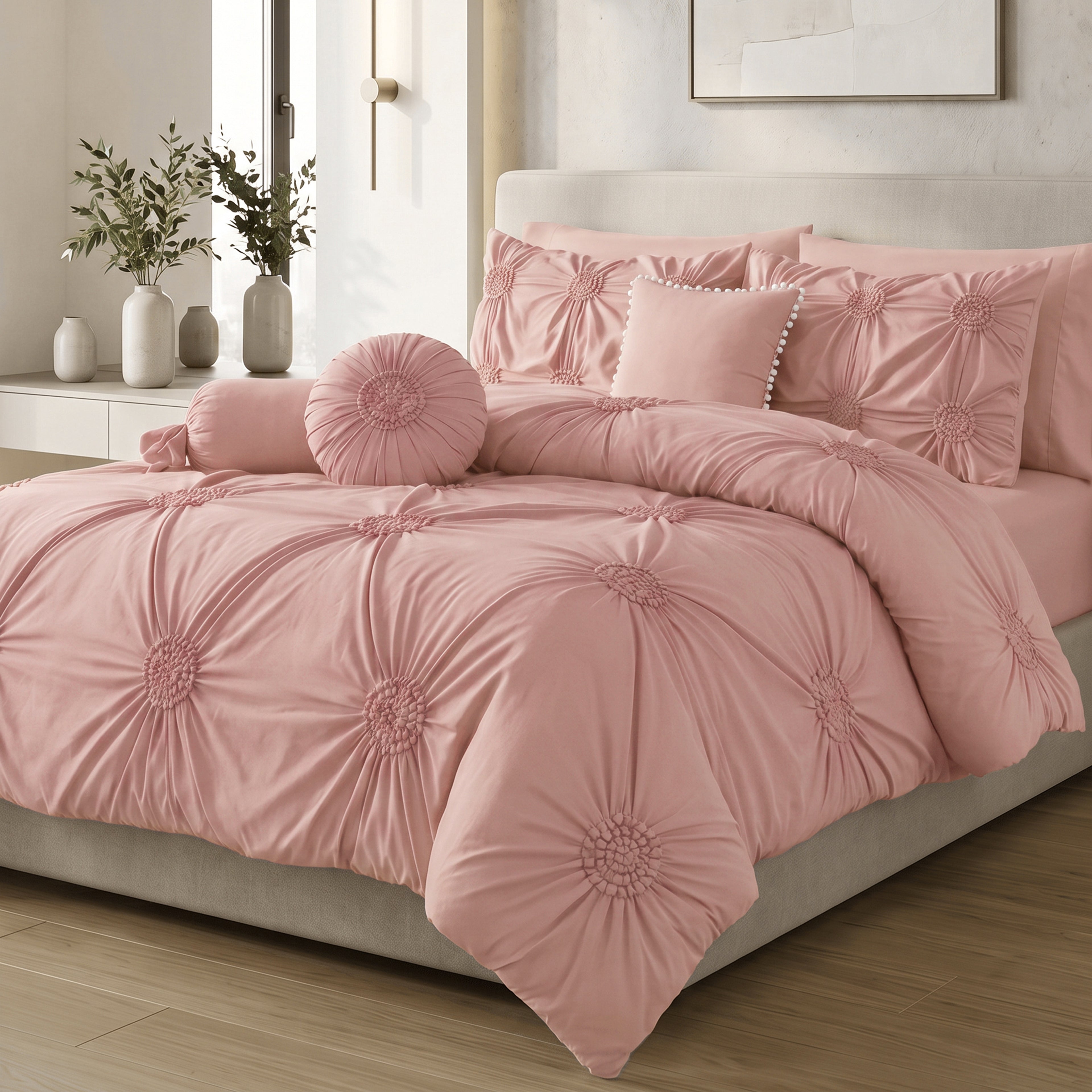 10-Piece Sunflower Comforter Set - Includes 4-Piece Sheet Set with Double Sided Storage Pockets