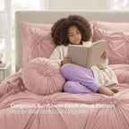 10-Piece Sunflower Comforter Set - Includes 4-Piece Sheet Set with Double Sided Storage Pockets
