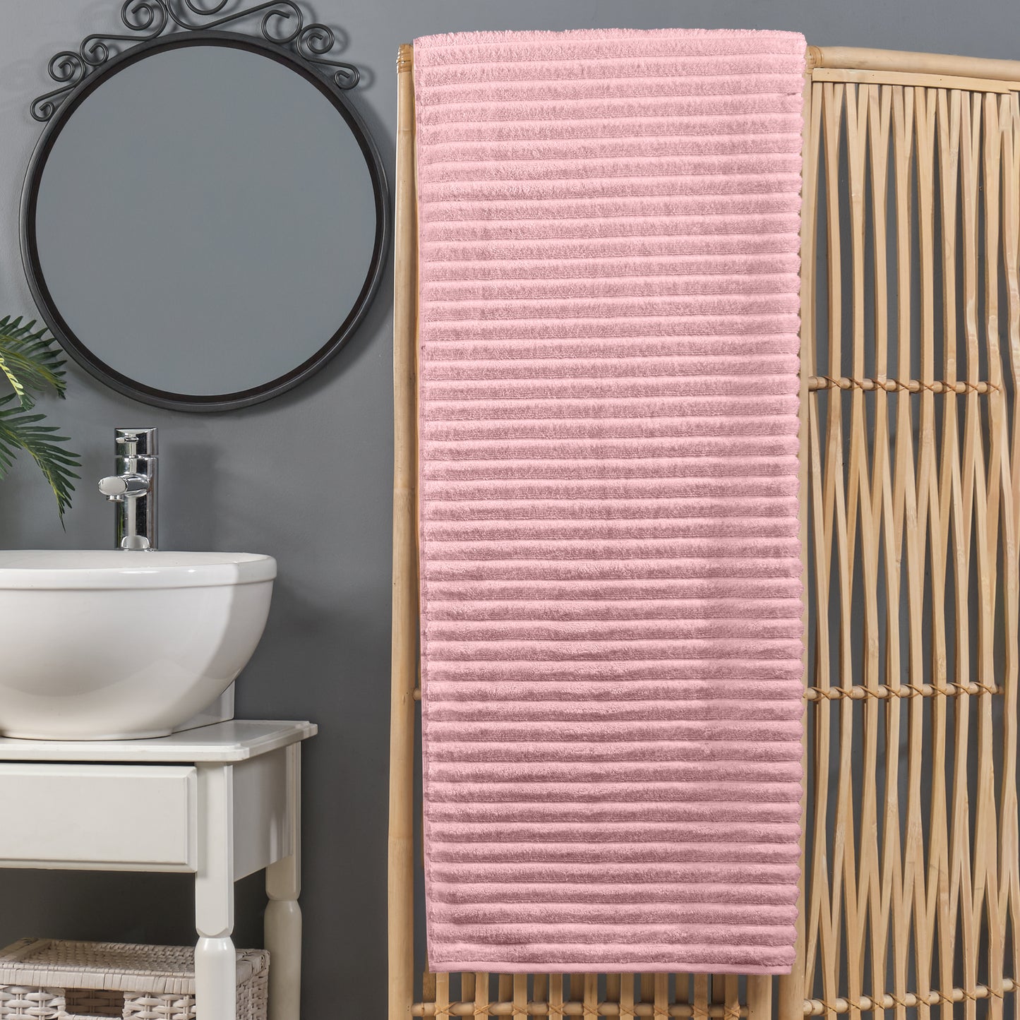 Elegant Comfort 1-Piece Premium Turkish Cotton Corduroy Stripe Oversized Bath Sheet Towel 40 x 80 Inch