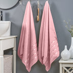 2-Pack Premium Turkish Cotton 4 Lines Stripe Bath Towel Set, 27 x 54 inch