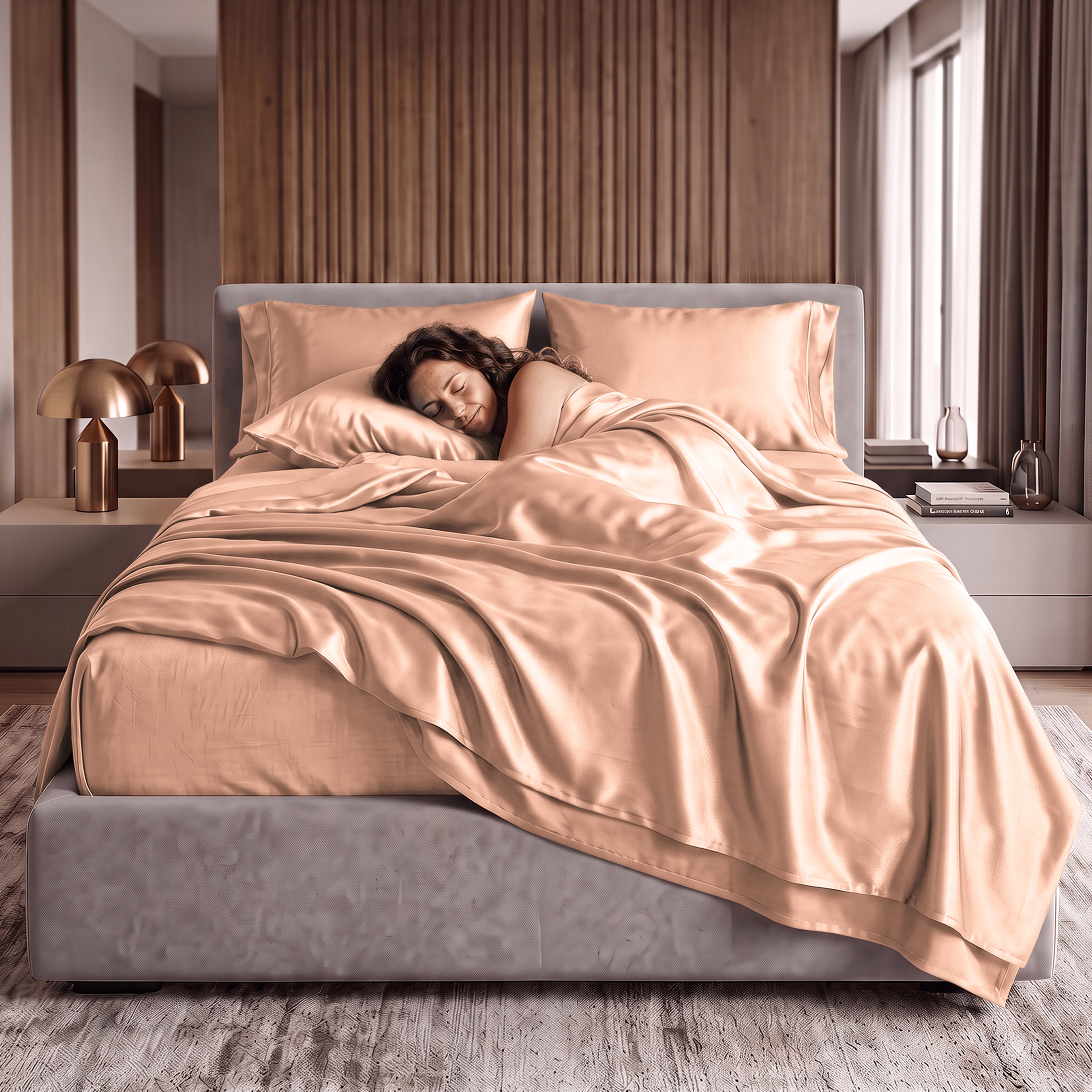 Fine 4-Piece Silky Satin Sheet Set, Bright Shades