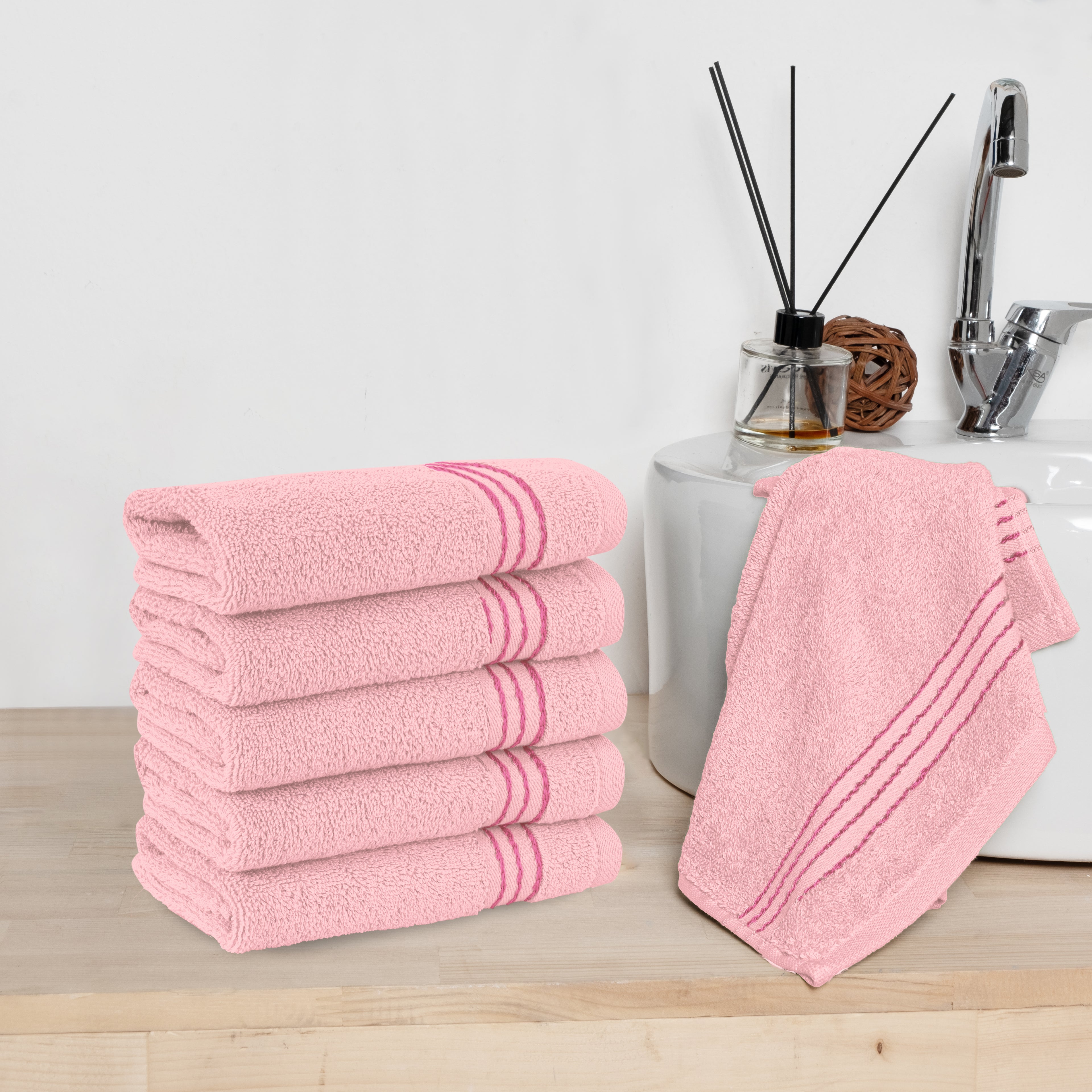 6-Pack Premium Turkish Cotton Washcloths Set, 13 x 13 inch