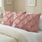 Set of 2 Pinch Pleated Pintuck Pillow Shams - Luxury and Silky Soft