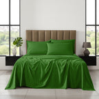 6-Piece Dobby Stripe Printed Bed Sheet Set- Soft as a Hotel Premium Quality