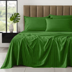 6-Piece Dobby Stripe Printed Bed Sheet Set- Soft as a Hotel Premium Quality