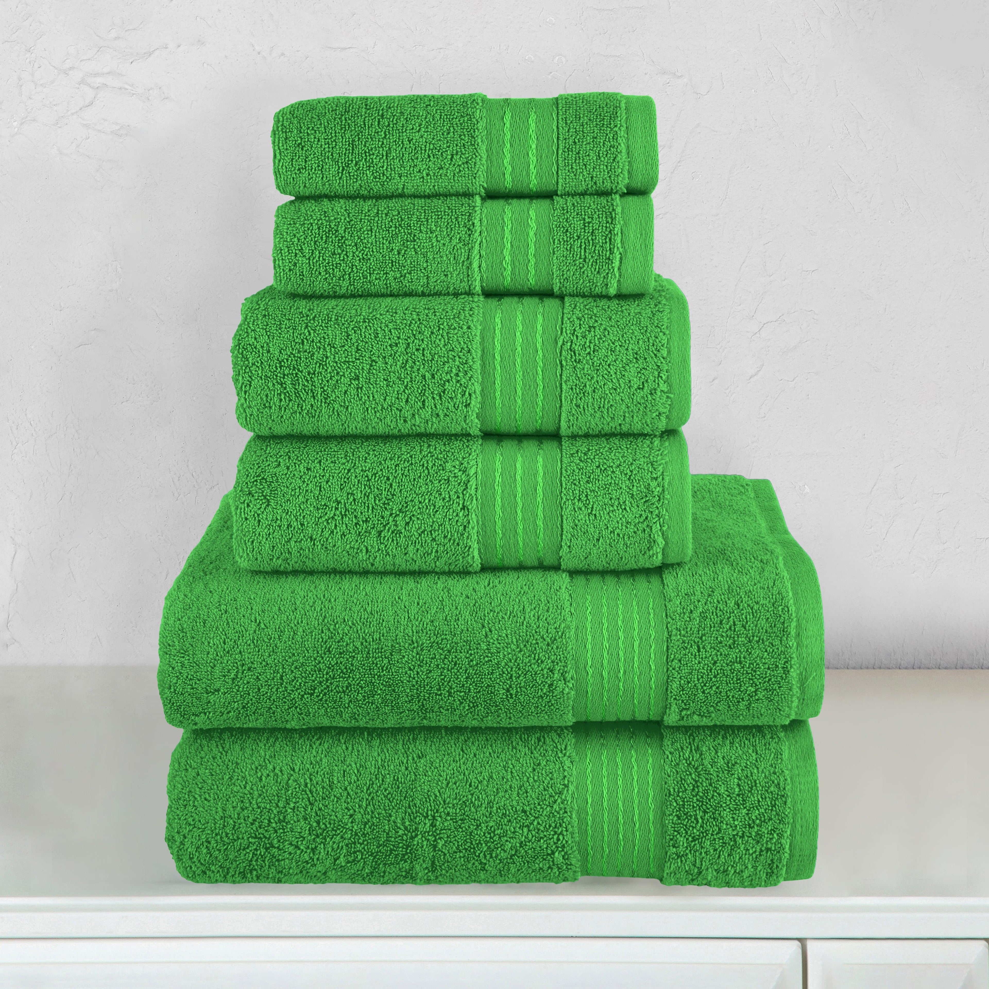 6-Piece Turkish Cotton Towel Set, 2 Washcloths, 2 Hand Towels and 2 Bath Towels