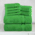 8-Piece Turkish Cotton Towel Set, 4 Washcloths, 2 Hand Towels and 2 Bath Towels