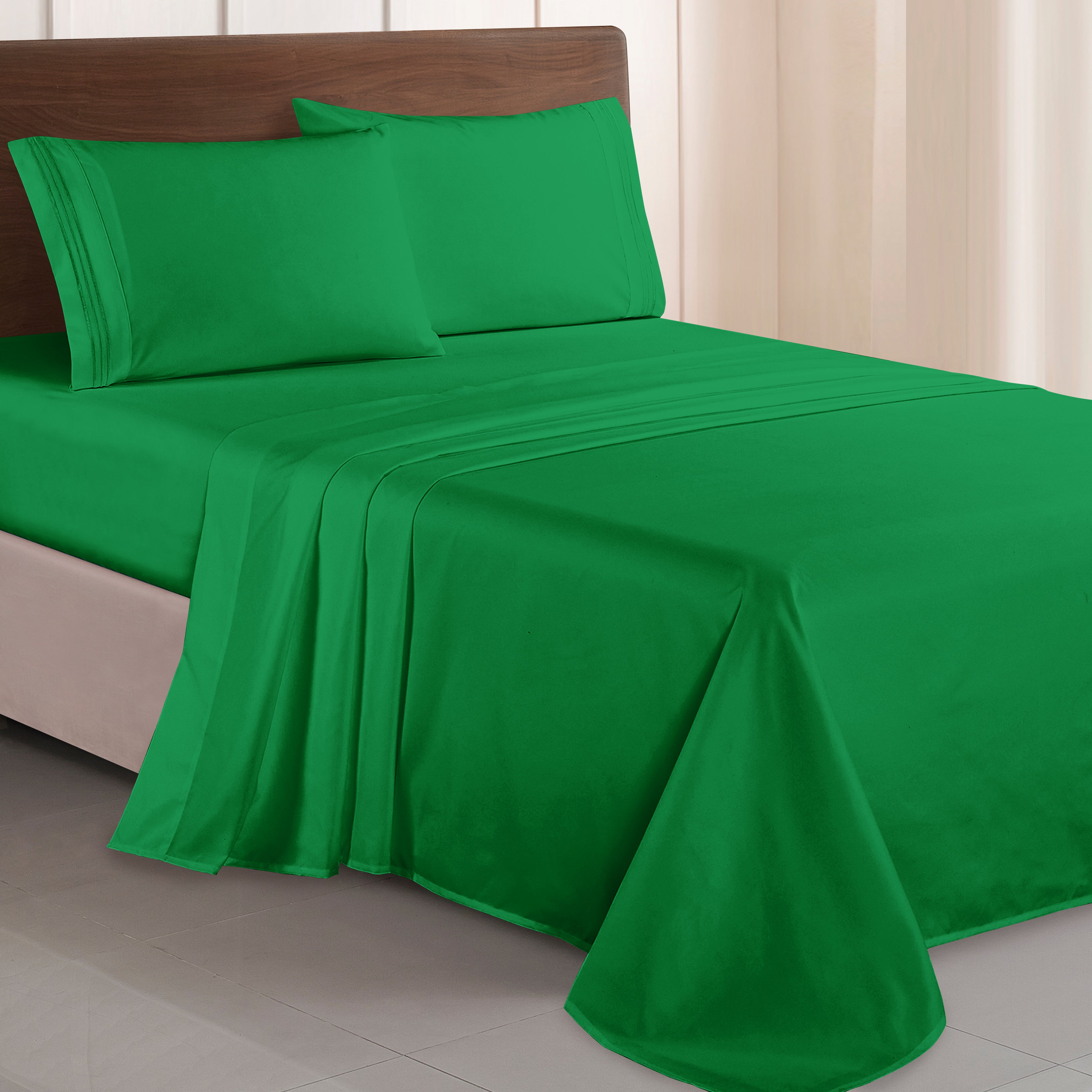 Essential 4-Piece 3-Line Embroidery Sheet Set, Soft as a Hotel Premium Quality,  Moody Shades