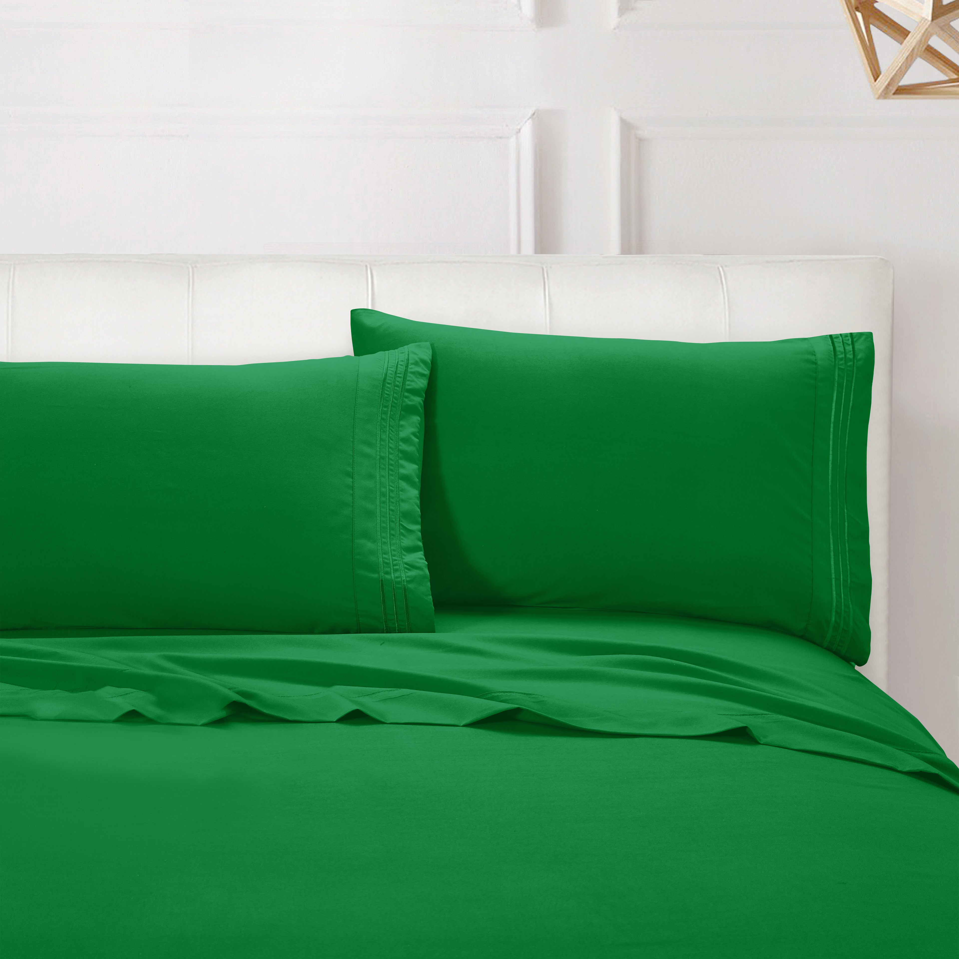 Essential 4-Piece 3-Line Embroidery Sheet Set, Soft as a Hotel Premium Quality,  Moody Shades