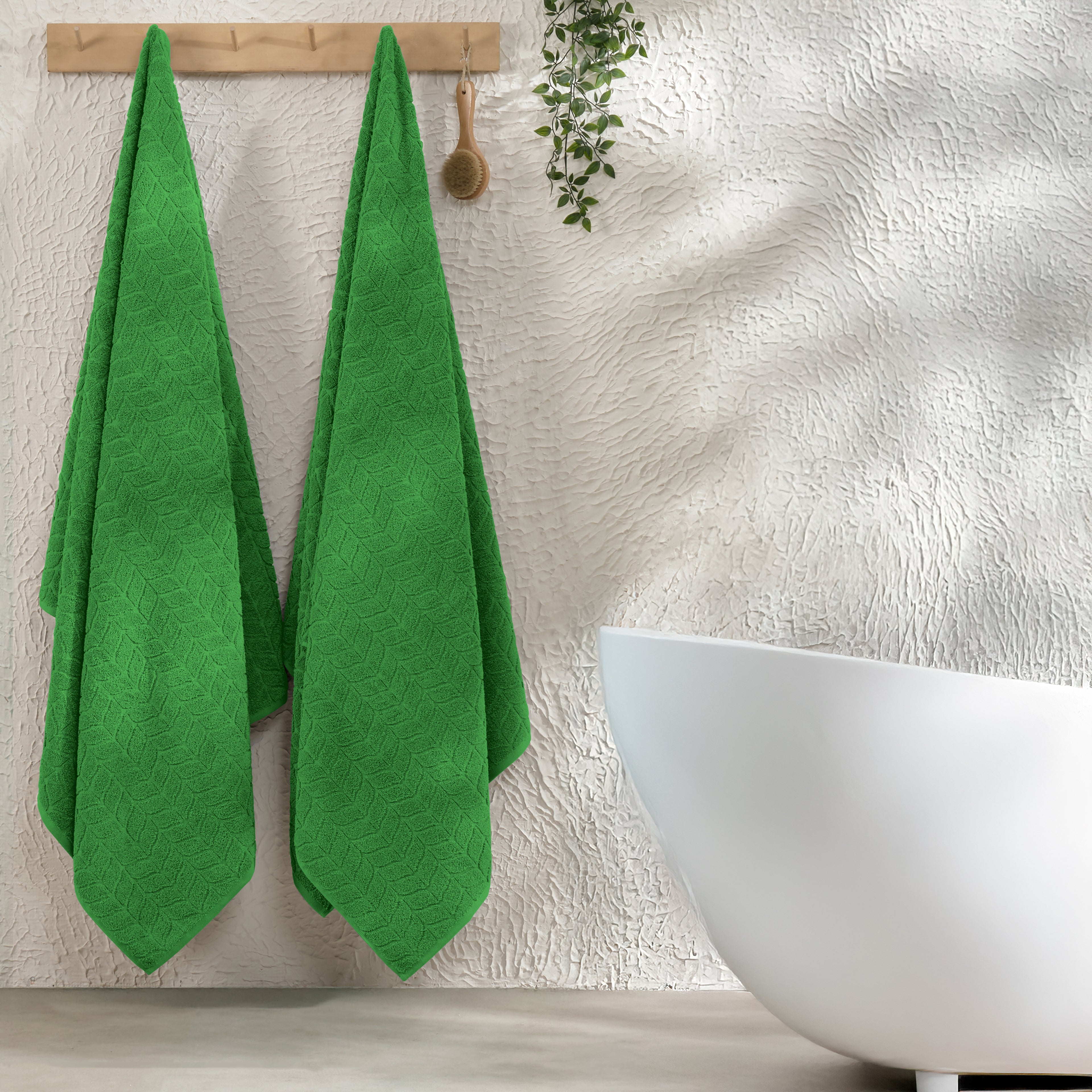 2-Pack Premium Turkish Cotton Braided Bath Towel Set, 27 x 54 inch