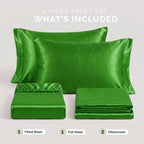 Fine 4-Piece Silky Satin Sheet Set, Moody Shades