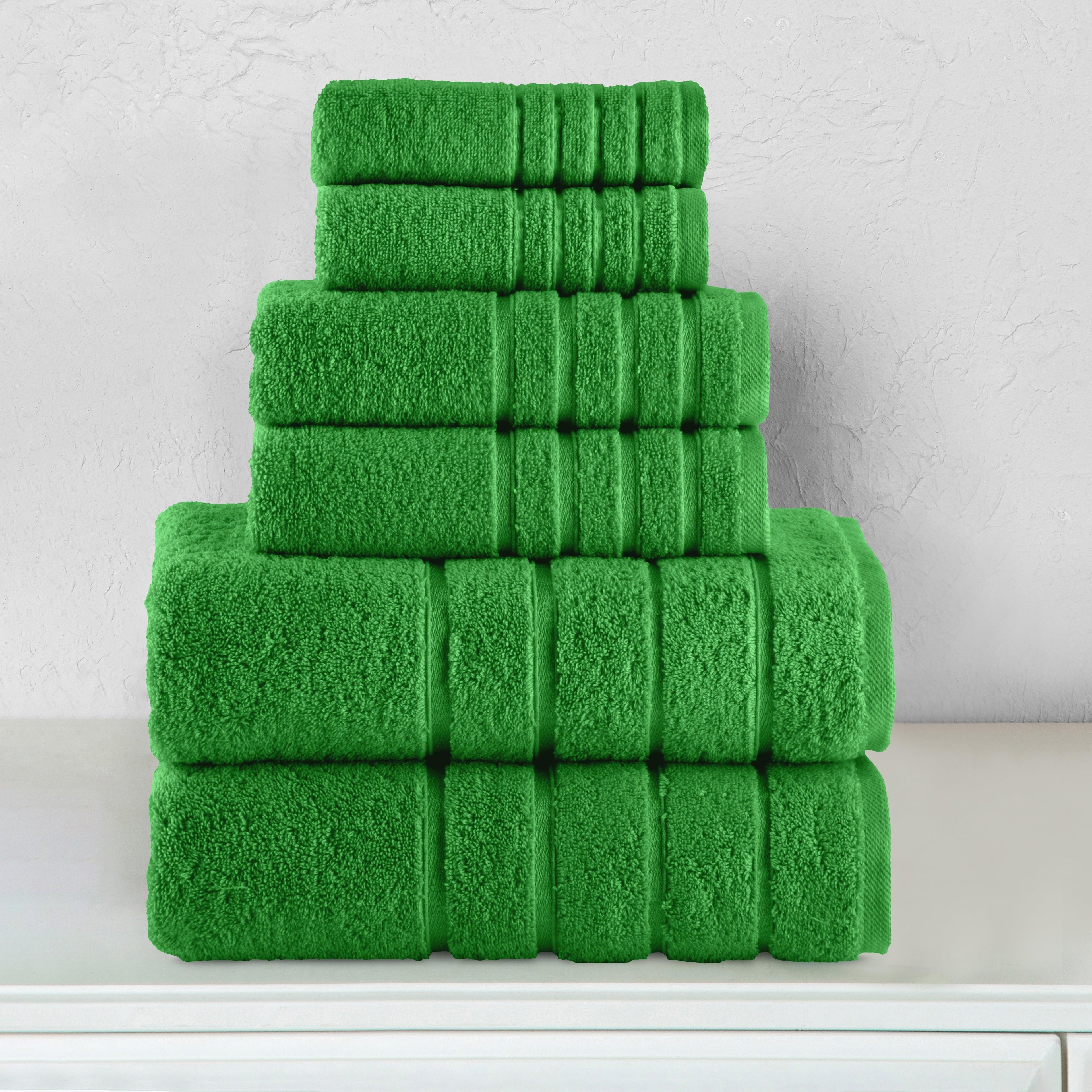 6-Piece Turkish Cotton 4 Lines Stripe Towel Set, 2 Washcloths, 2 Hand Towels and 2 Bath Towels
