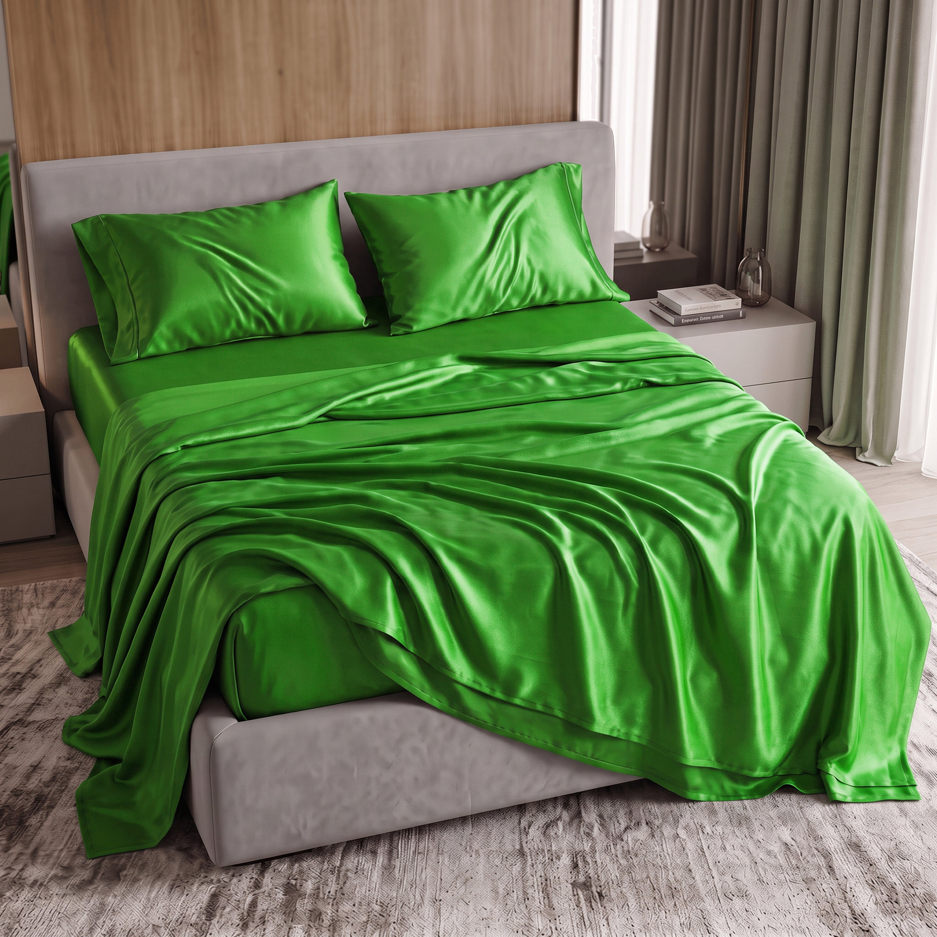 Fine 4-Piece Silky Satin Sheet Set, Moody Shades