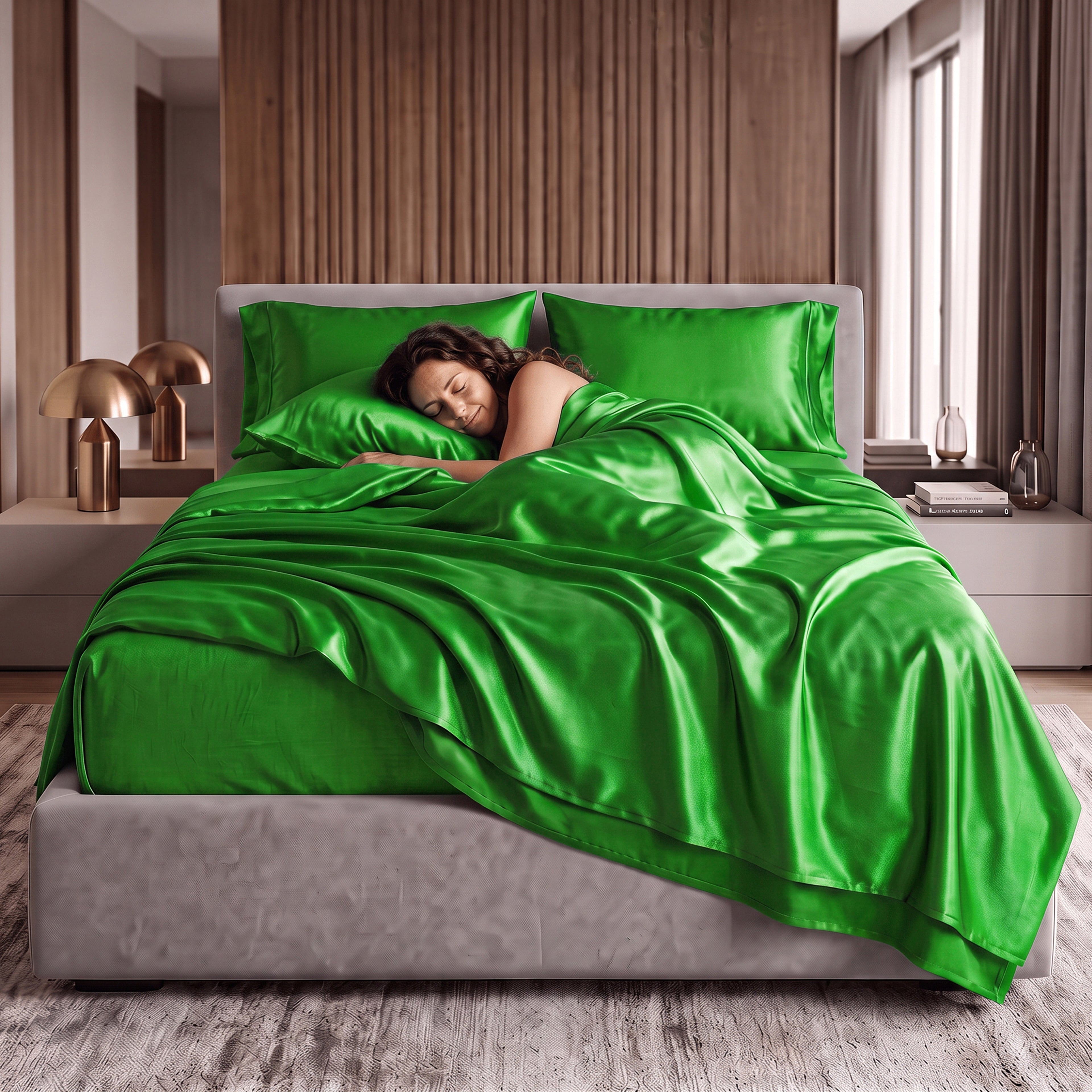 Fine 4-Piece Silky Satin Sheet Set, Moody Shades