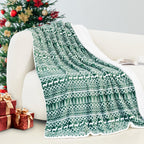 Christmas Sherpa Throw with Flannel Fleece - 50 x 60 inches