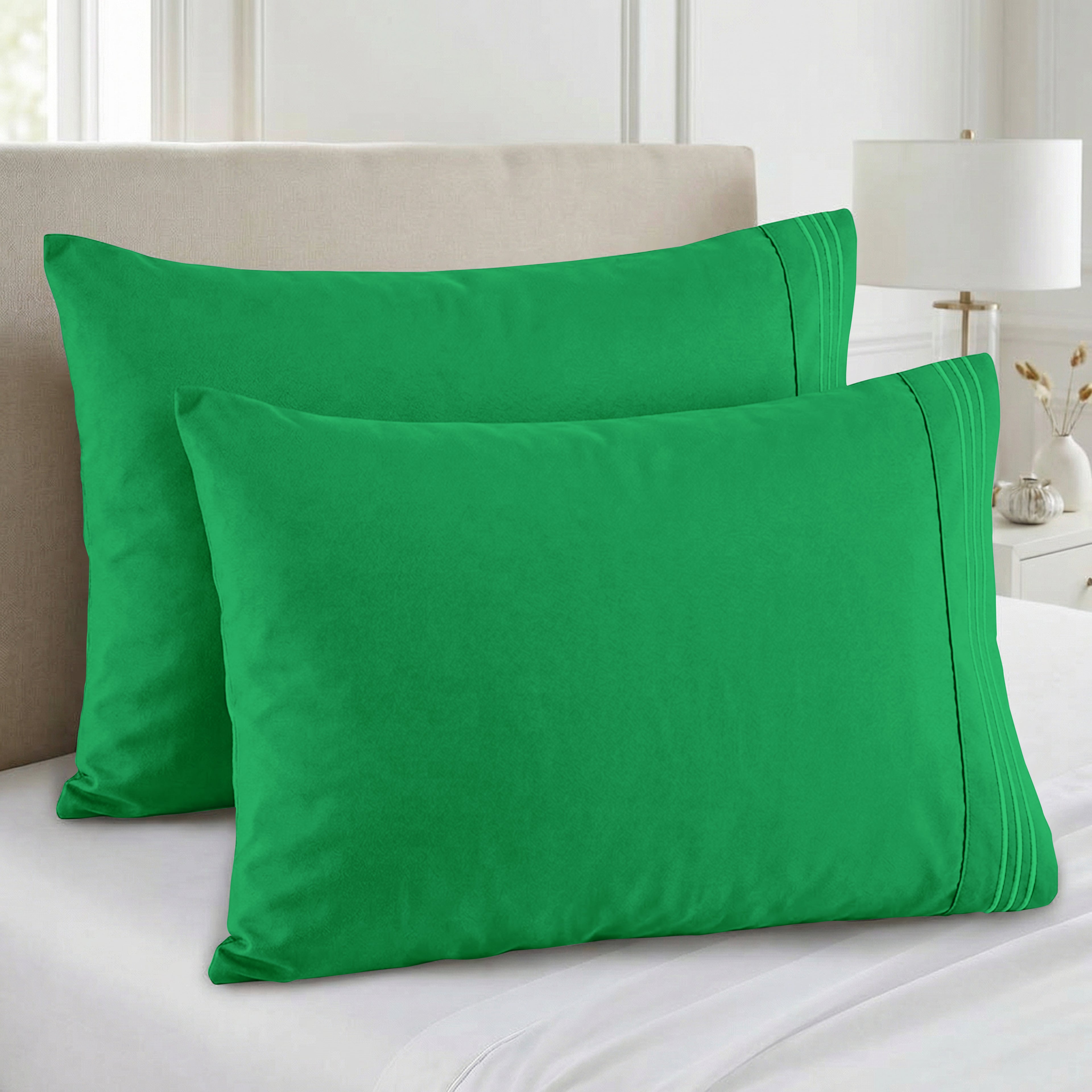 Set of 2 Pillowcases- 3 Line Embroidery
