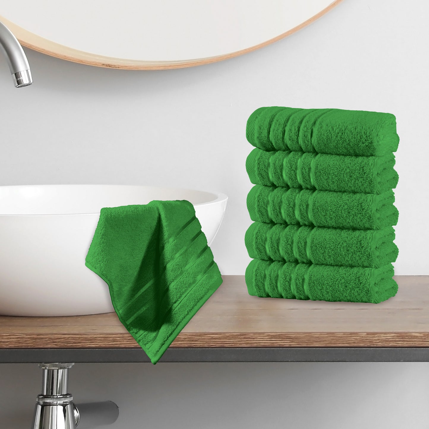 Elegant Comfort 6-Pack Premium Turkish Cotton 4 Lines Stripe Washcloths Set, 13 x 13 inch