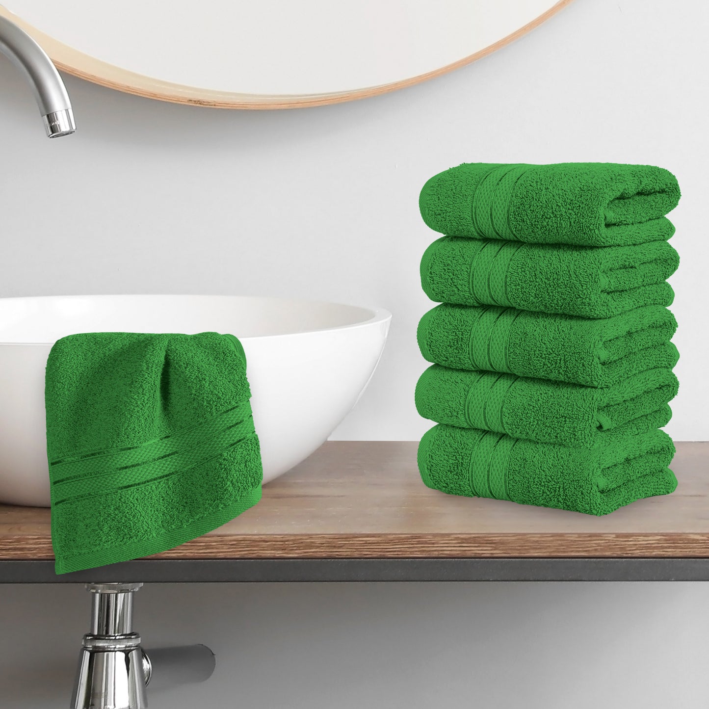 Elegant Comfort 6-Pack Premium Turkish Cotton Three Line Popcorn Washcloths Set, 13 x 13 inch