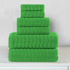 6-Piece Turkish Cotton Braided Towel Set, 2 Washcloths, 2 Hand Towels and 2 Bath Towels
