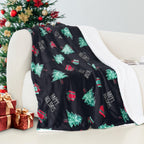 Christmas Sherpa Throw with Flannel Fleece - 50 x 60 inches
