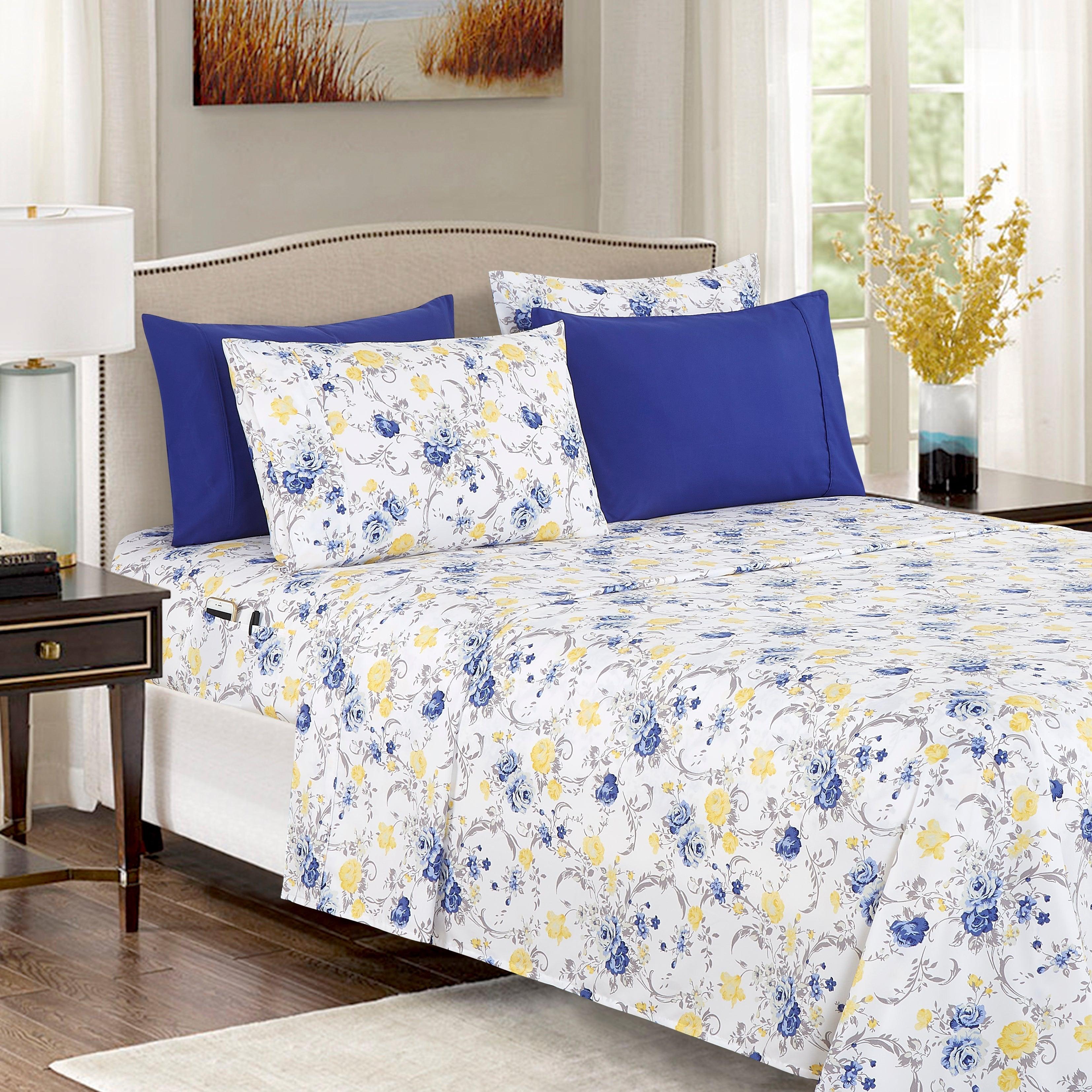 6-Piece Floral and Stripe Pattern Sheet Set - Soft as a Hotel Premium Quality Bedding