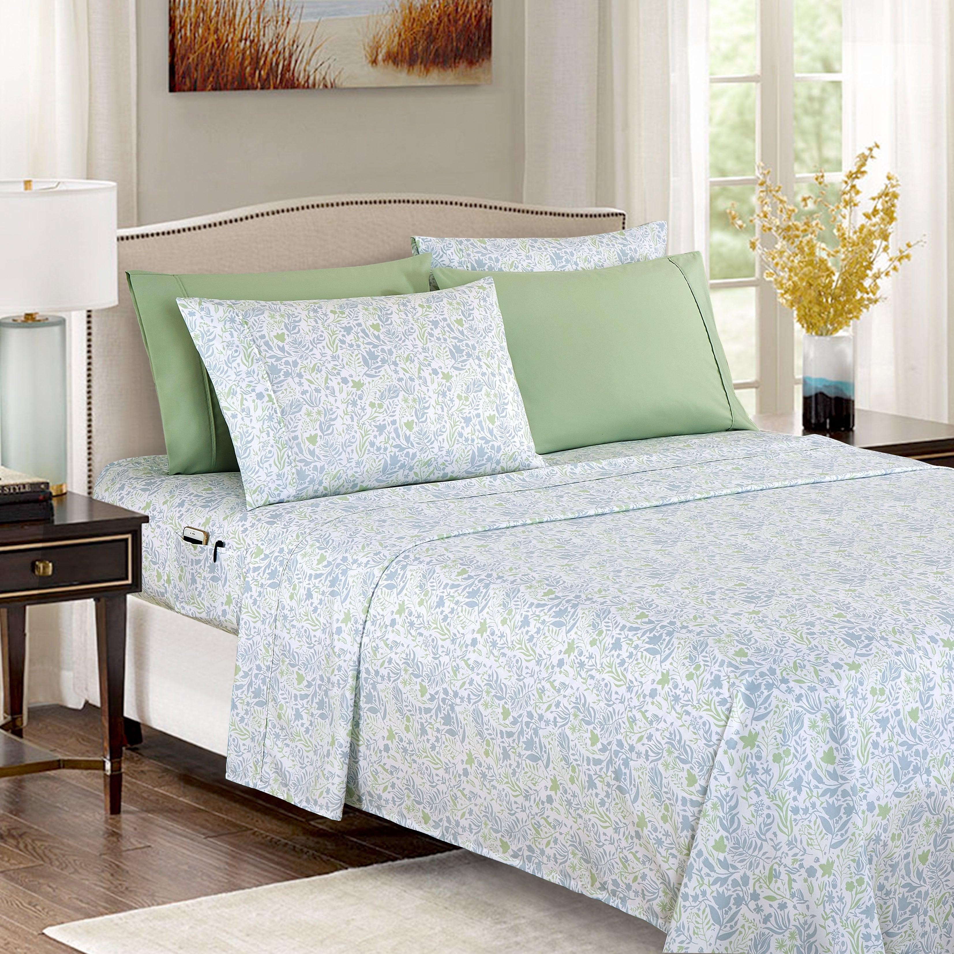 6-Piece Floral and Stripe Pattern Sheet Set - Soft as a Hotel Premium Quality Bedding