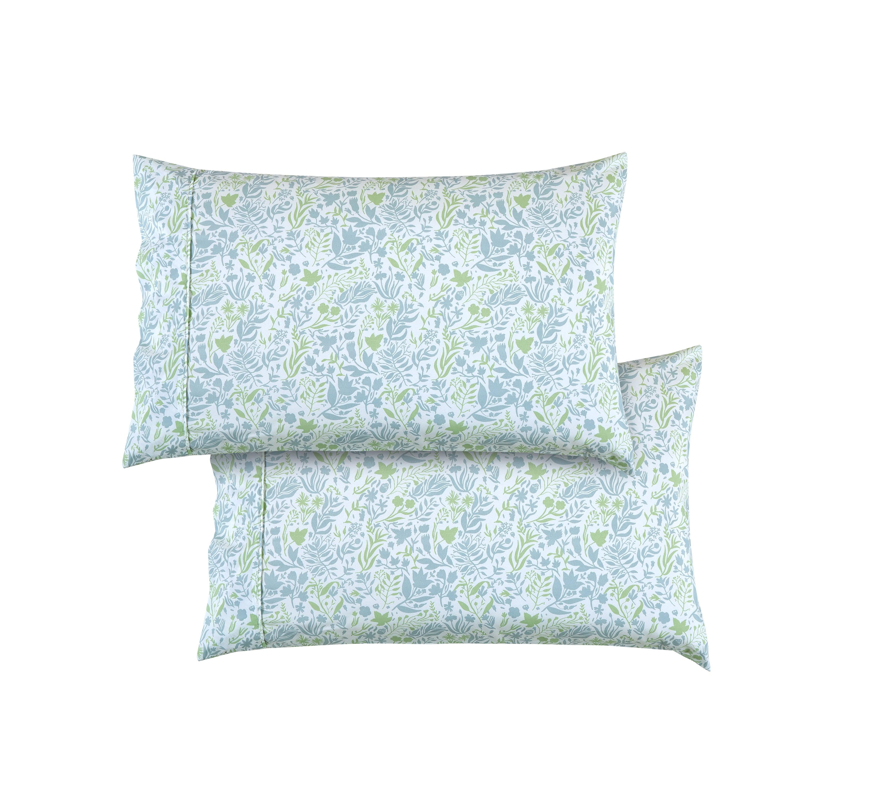 Set of 2 Floral and Stripe Pattern Pillowcases