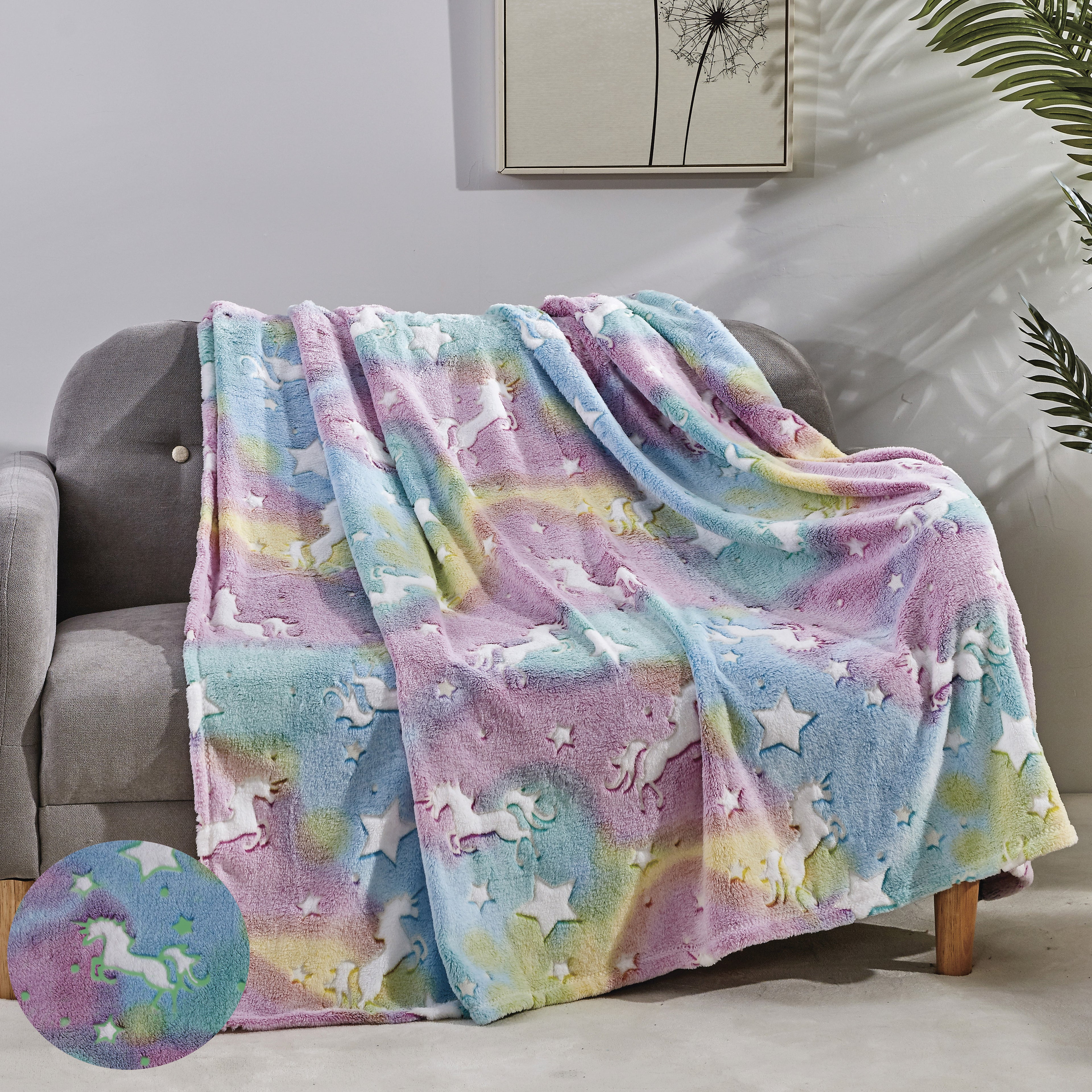 Glow In the Dark 50" x 60" Throw Blanket - Velvety Feel, 50 X 60 inches