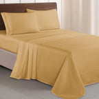 Essential Solid 3 Line Embroidery - Soft as a Hotel Premium Quality, 4-Piece Sheet Set, Bright Shades