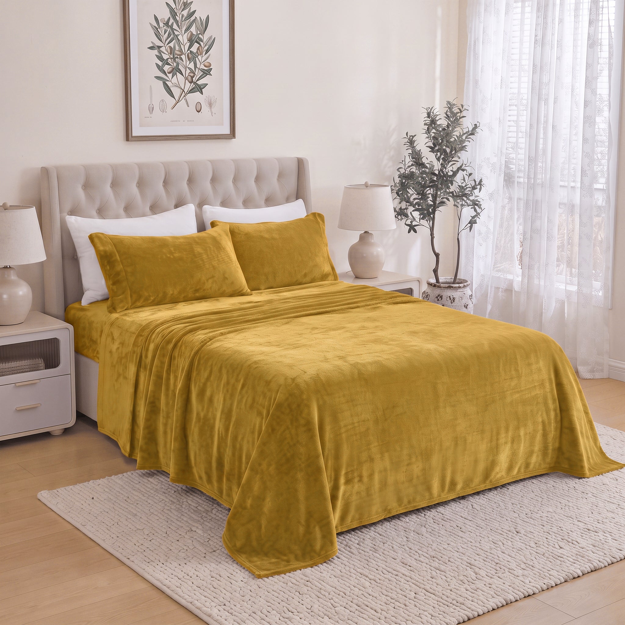 4-Piece Velvet Plush Flannel Sheet Set