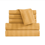 6-Piece Dobby Stripe Printed Bed Sheet Set- Soft as a Hotel Premium Quality