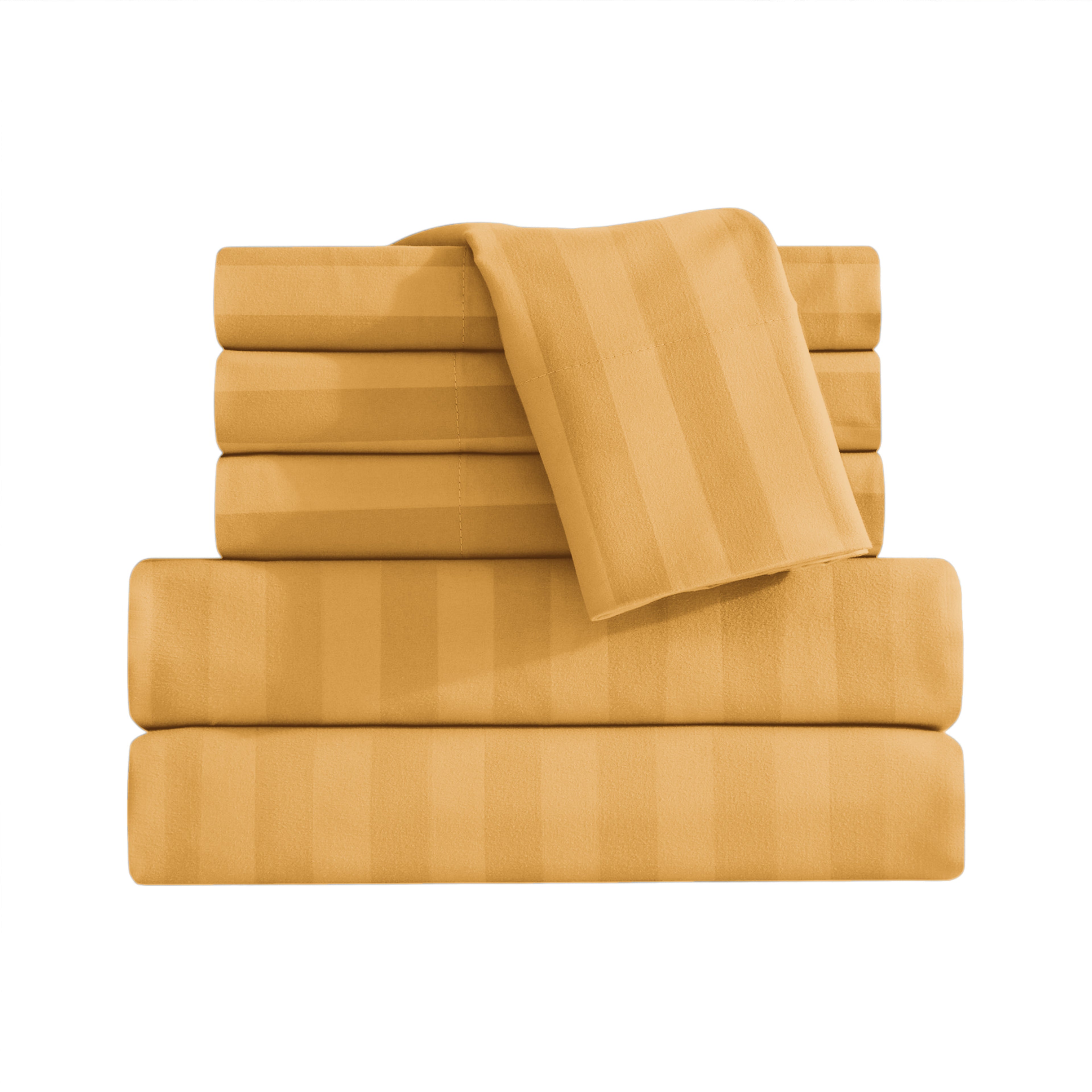 6-Piece Dobby Stripe Printed Bed Sheet Set- Soft as a Hotel Premium Quality