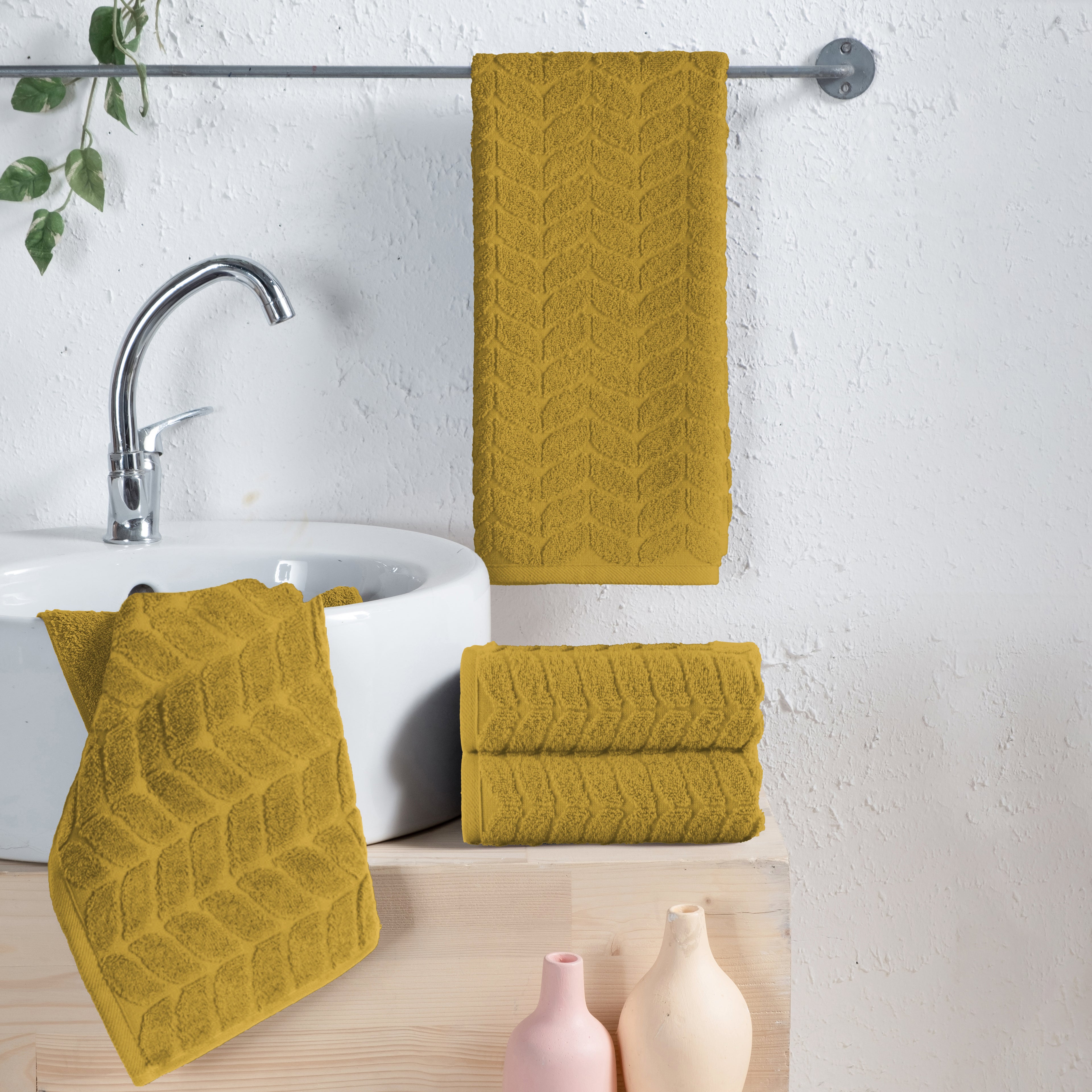 4-Pack Premium Turkish Cotton Braided Hand Towel Set, 16 x 28 inch
