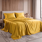 Fine 4-Piece Silky Satin Sheet Set, Bright Shades