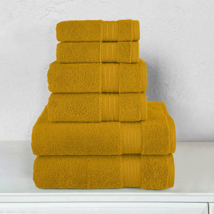 Elegant Comfort 6-Piece Turkish Cotton Towel Set, 2 Washcloths, 2 Hand Towels and 2 Bath Towels